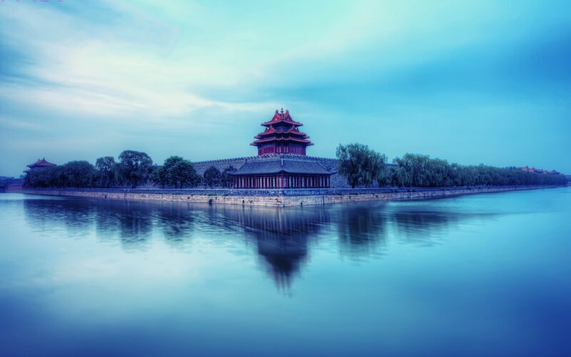 Corner Tower of Forbidden City — Blue, Serene, Morning