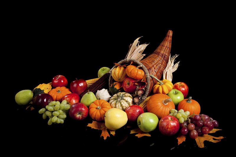 Cornucopia of Autumn Produce — Black