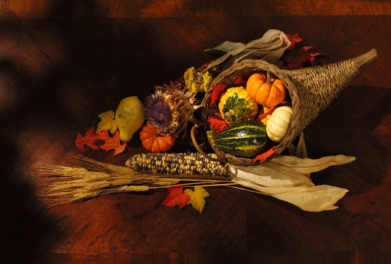 Cornucopia with Gourds — Brown