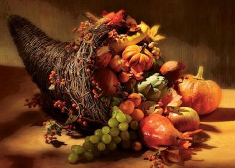 Cornucopia with Harvest Fruits