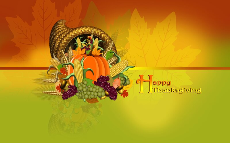 Cornucopia with Harvest Items — Orange, Festive, Autumn, Digital Art