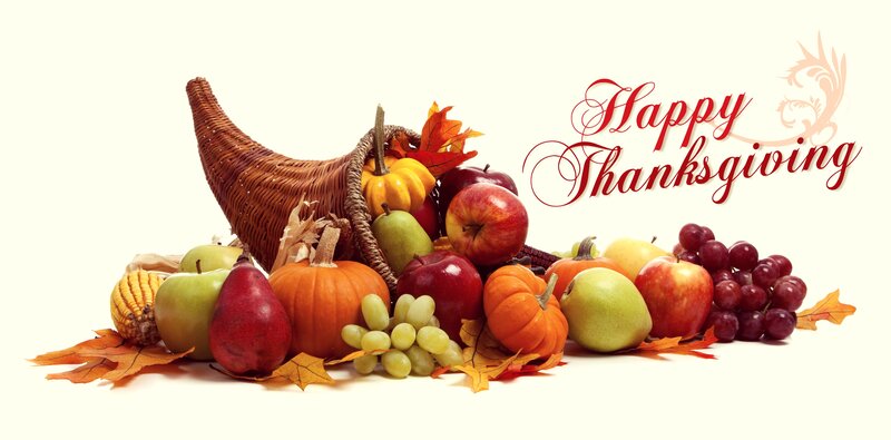 Cornucopia with Harvest Items — Orange, Festive, Autumn, Photograph, Pumpkins