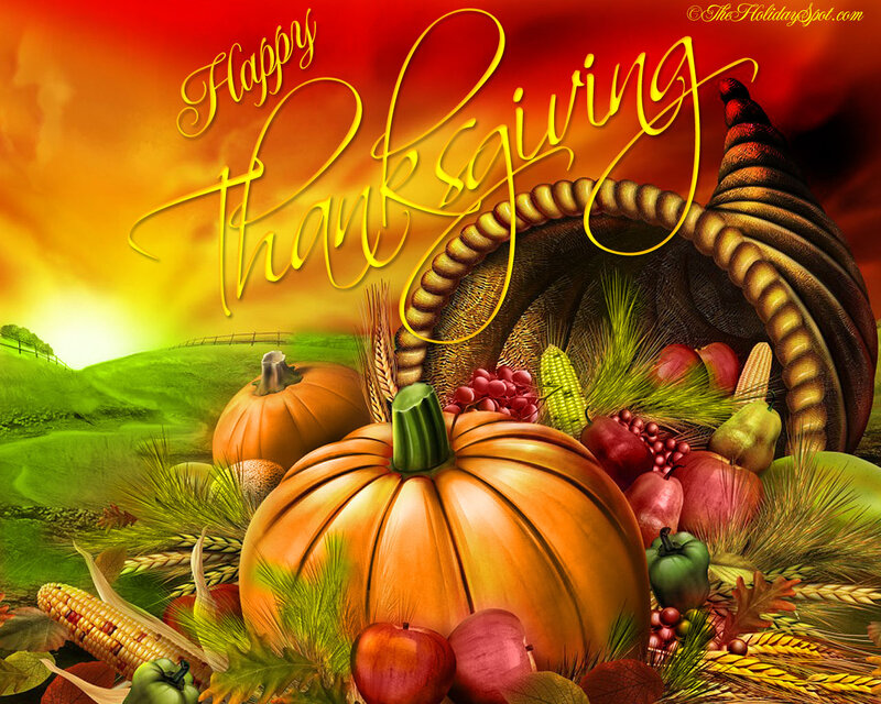 Cornucopia with Harvest Items — Orange, Festive
