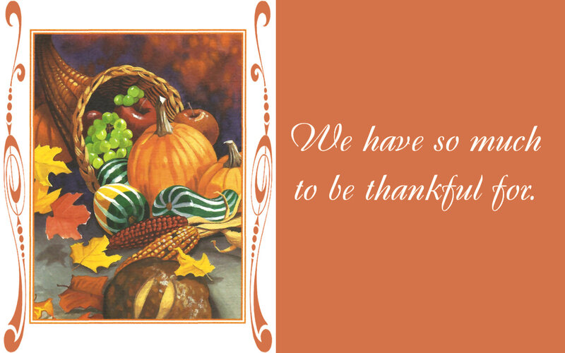 Cornucopia with Harvest Items — Orange, Thankful