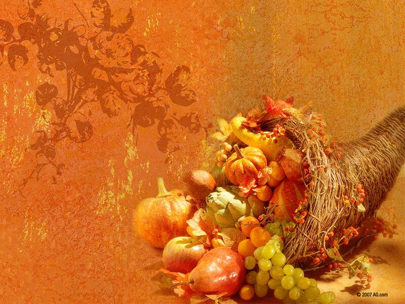 Cornucopia with Harvest Items — Orange, Warm