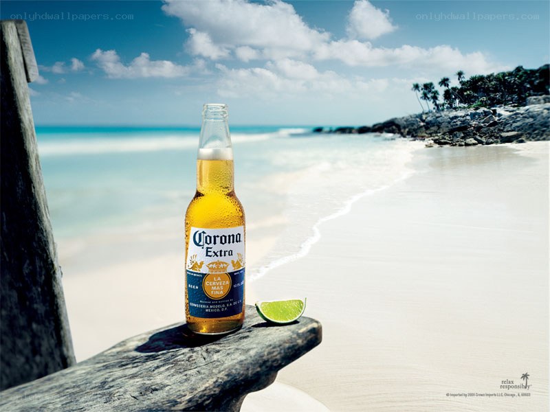 Corona bottle on beach