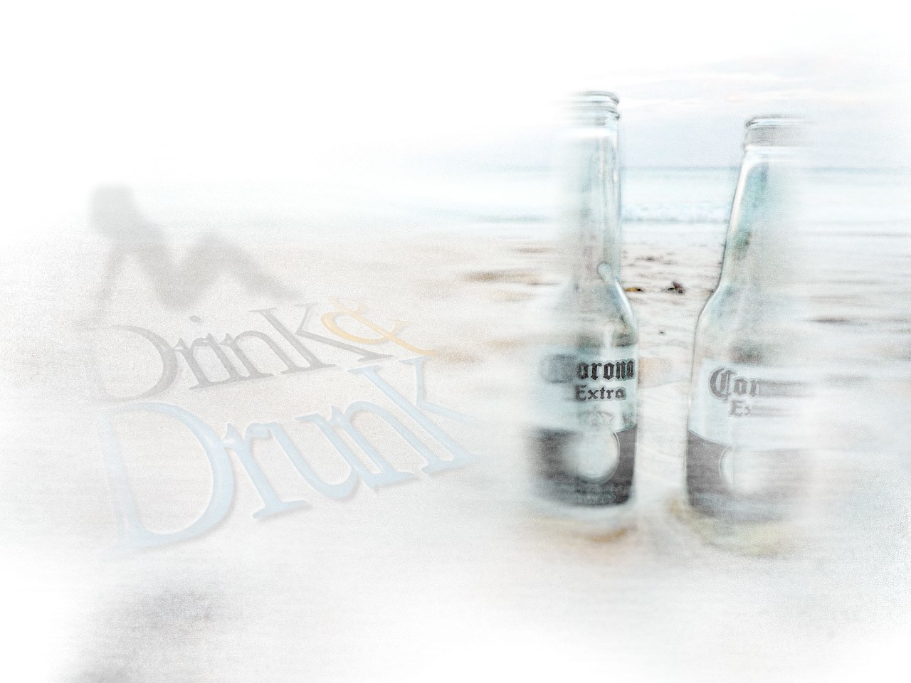 Corona bottles on a beach