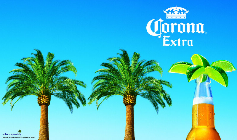 Corona Extra beer with palm trees