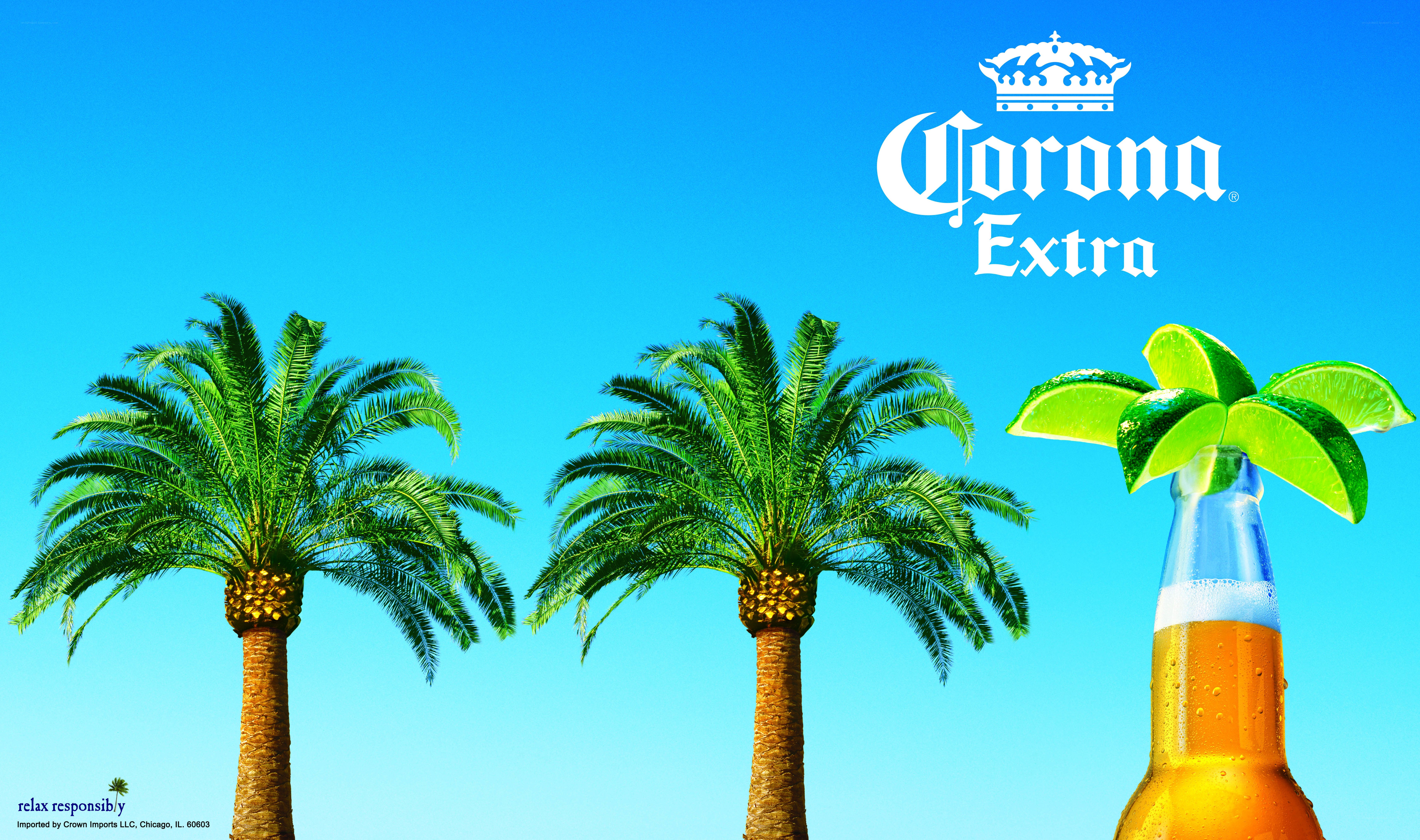 Corona Extra beer with palm trees