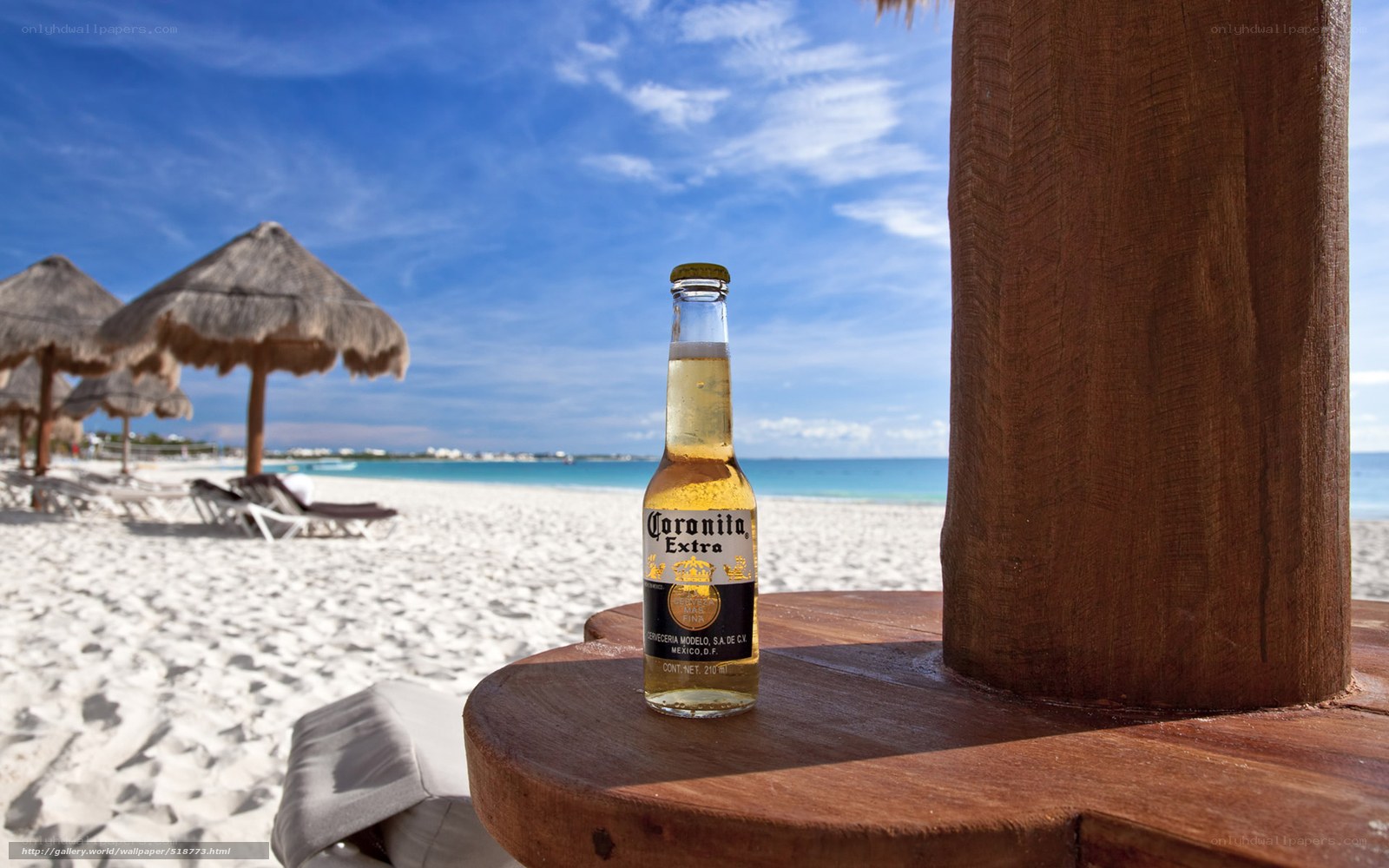 Corona on a beach table
