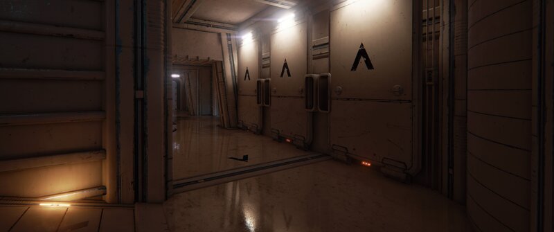 Corridor with Metal Doors — Brown
