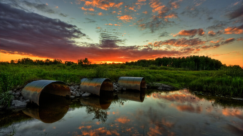 Corrugated Pipes in Stream