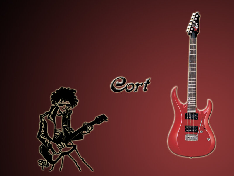 Cort electric guitar and guitarist