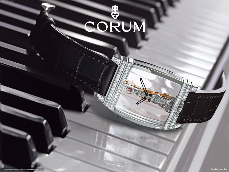Corum watch on piano keys