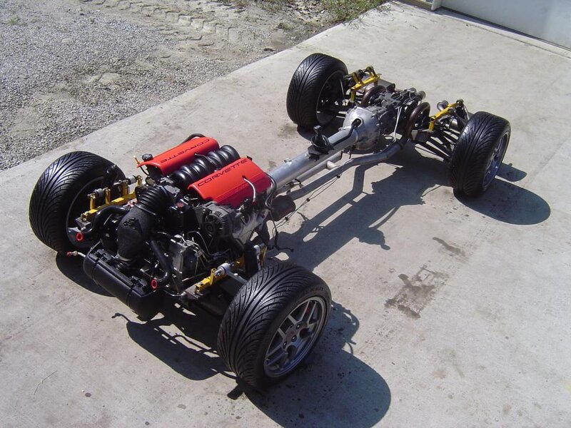 Corvette chassis with engine