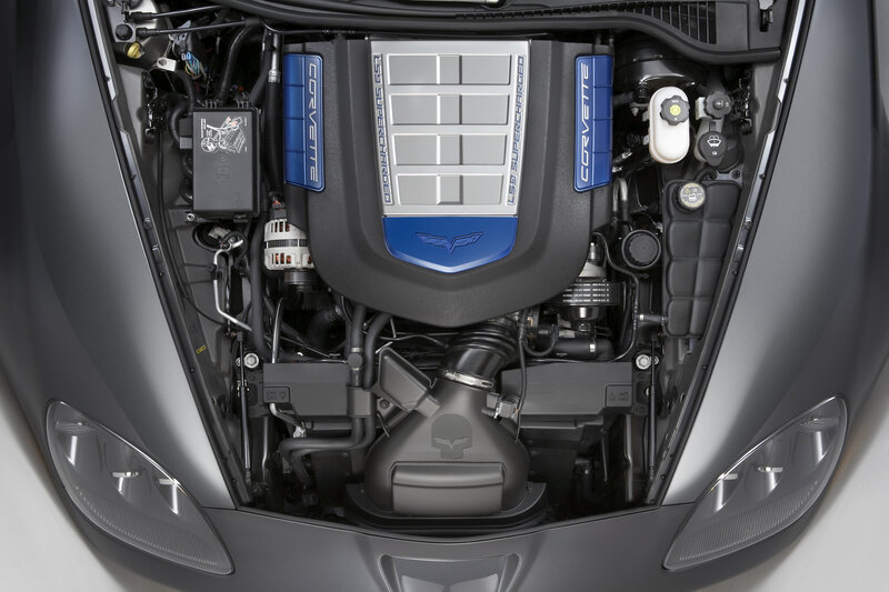 Corvette Engine Bay — Gray, Technical, Photograph