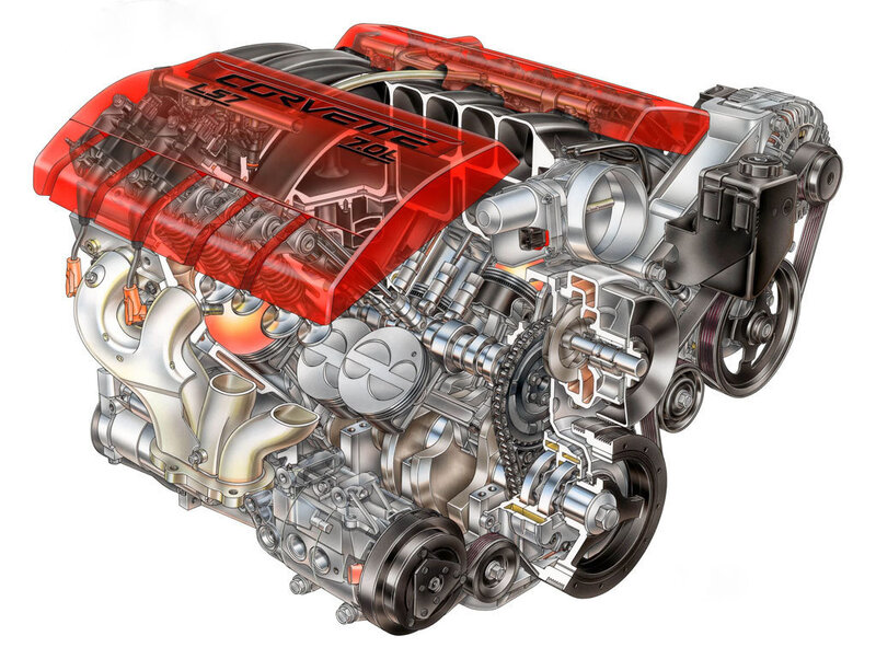 Corvette Engine Cutaway — Red