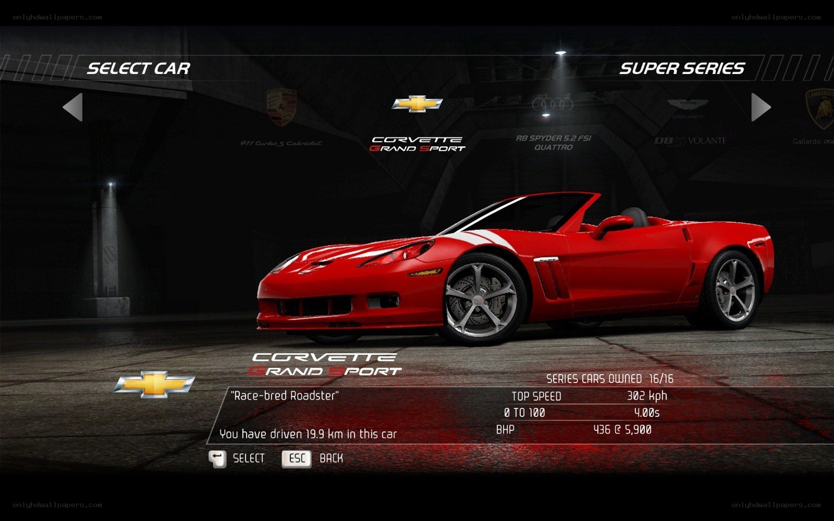 Corvette Grand Sport car selection