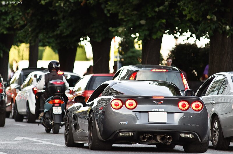 Corvette in traffic line