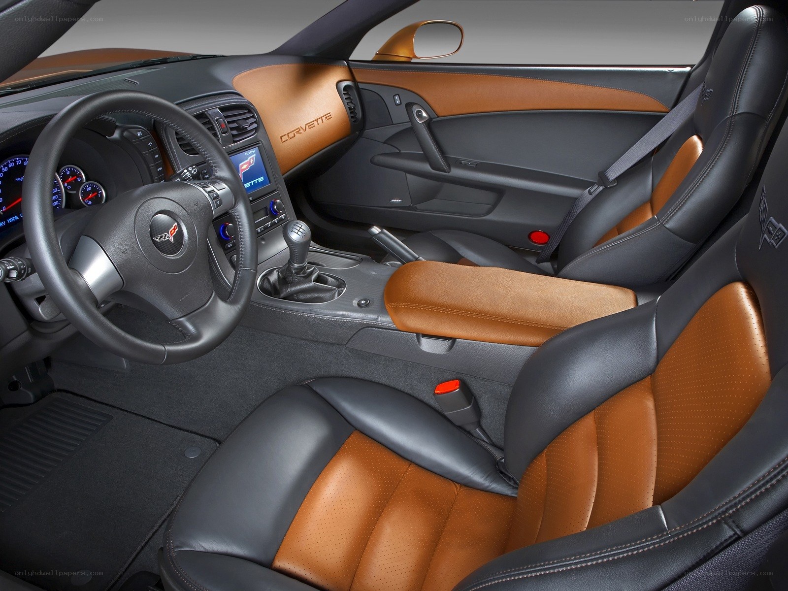 Corvette interior with leather seats
