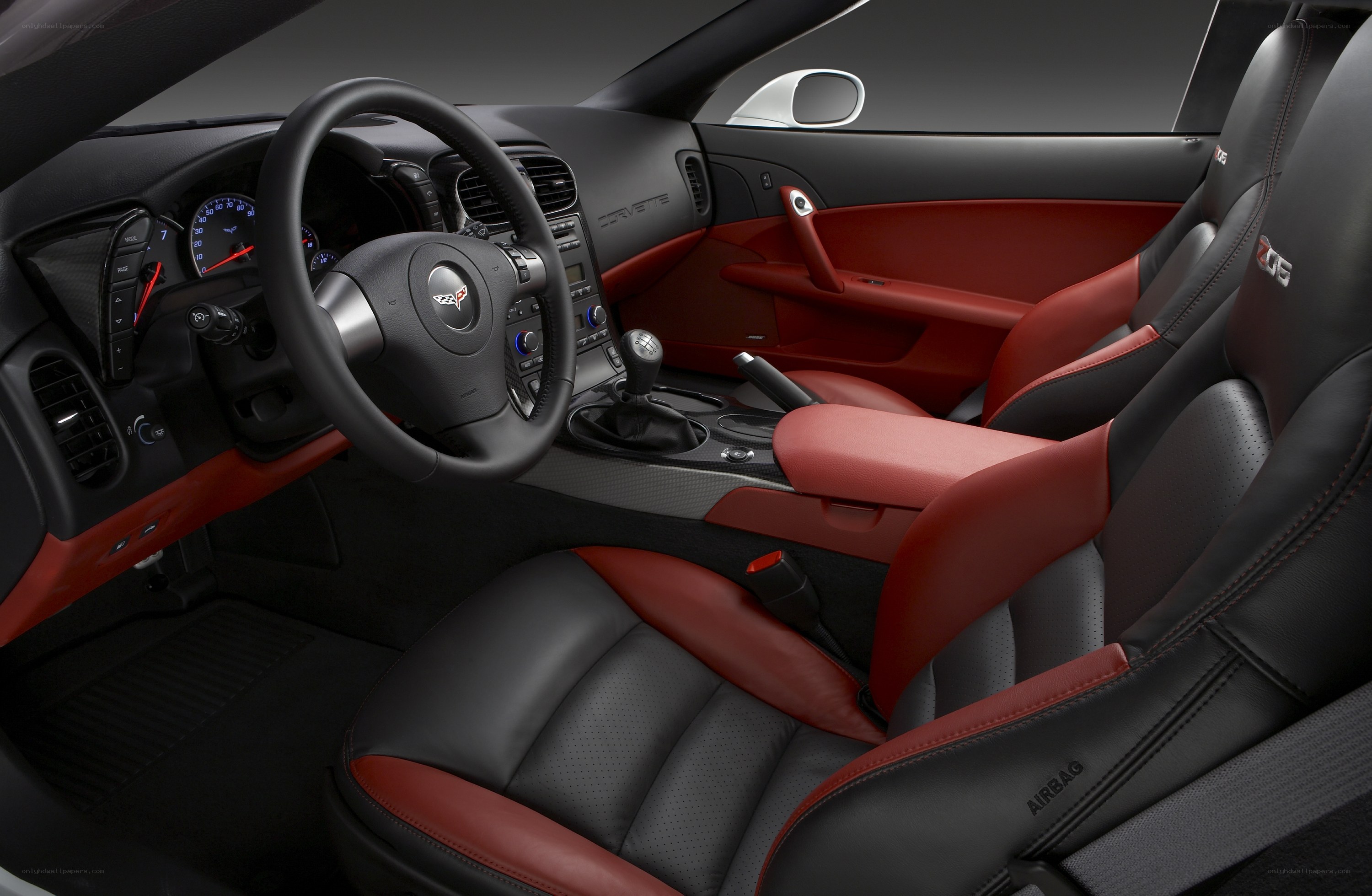Corvette interior with red accents