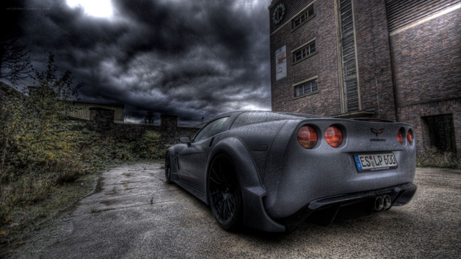 Corvette on a stormy day