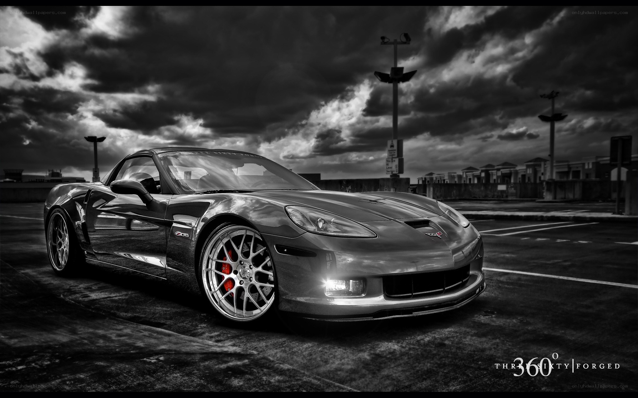 Corvette on a stormy day