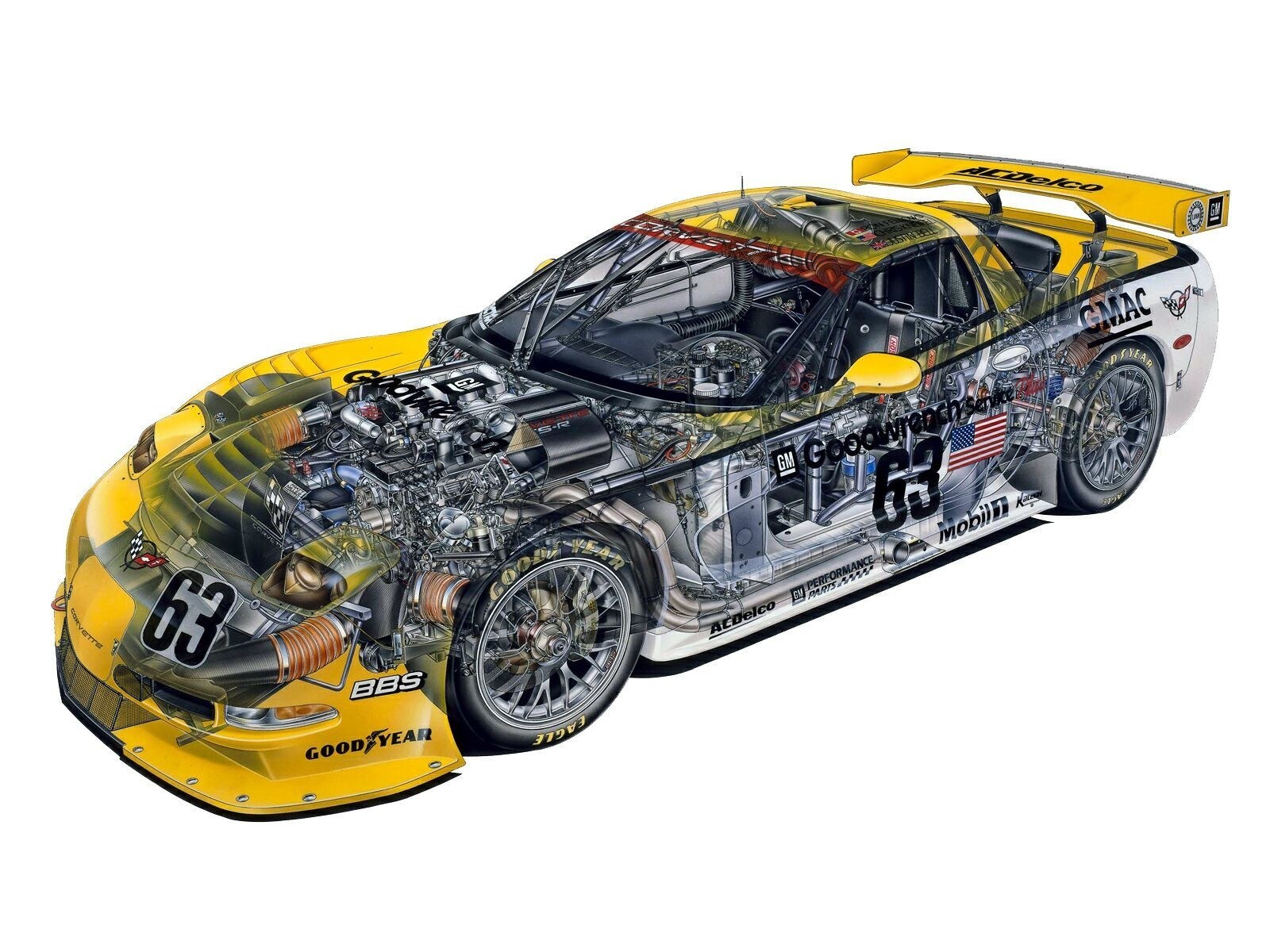 Corvette race car cutaway