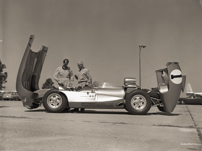 Corvette race car with engineers