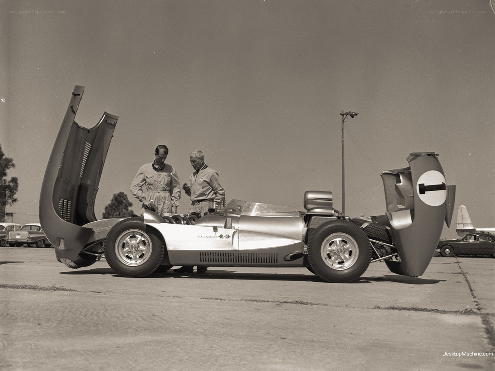 Corvette race car with engineers