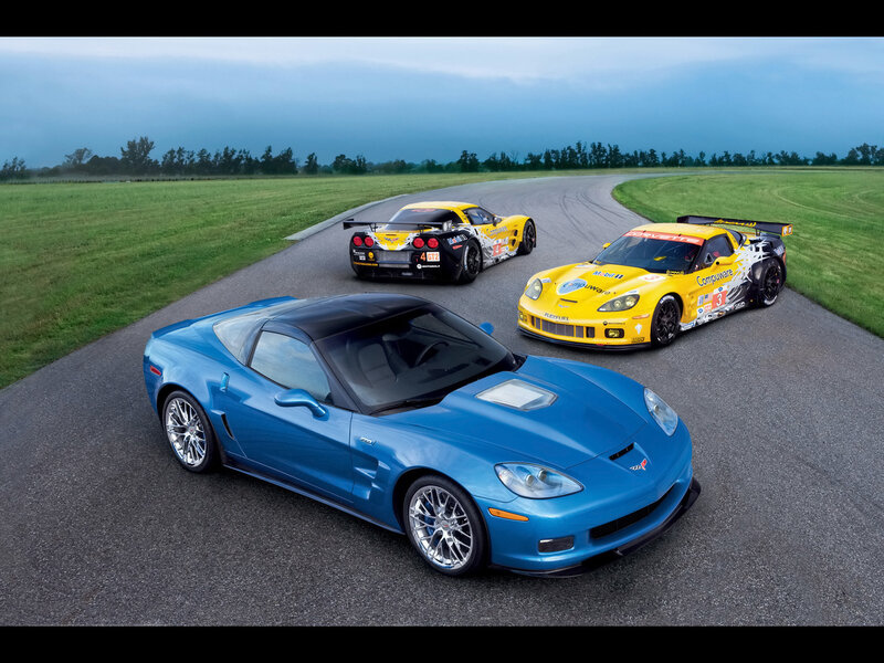 Corvette race cars on track