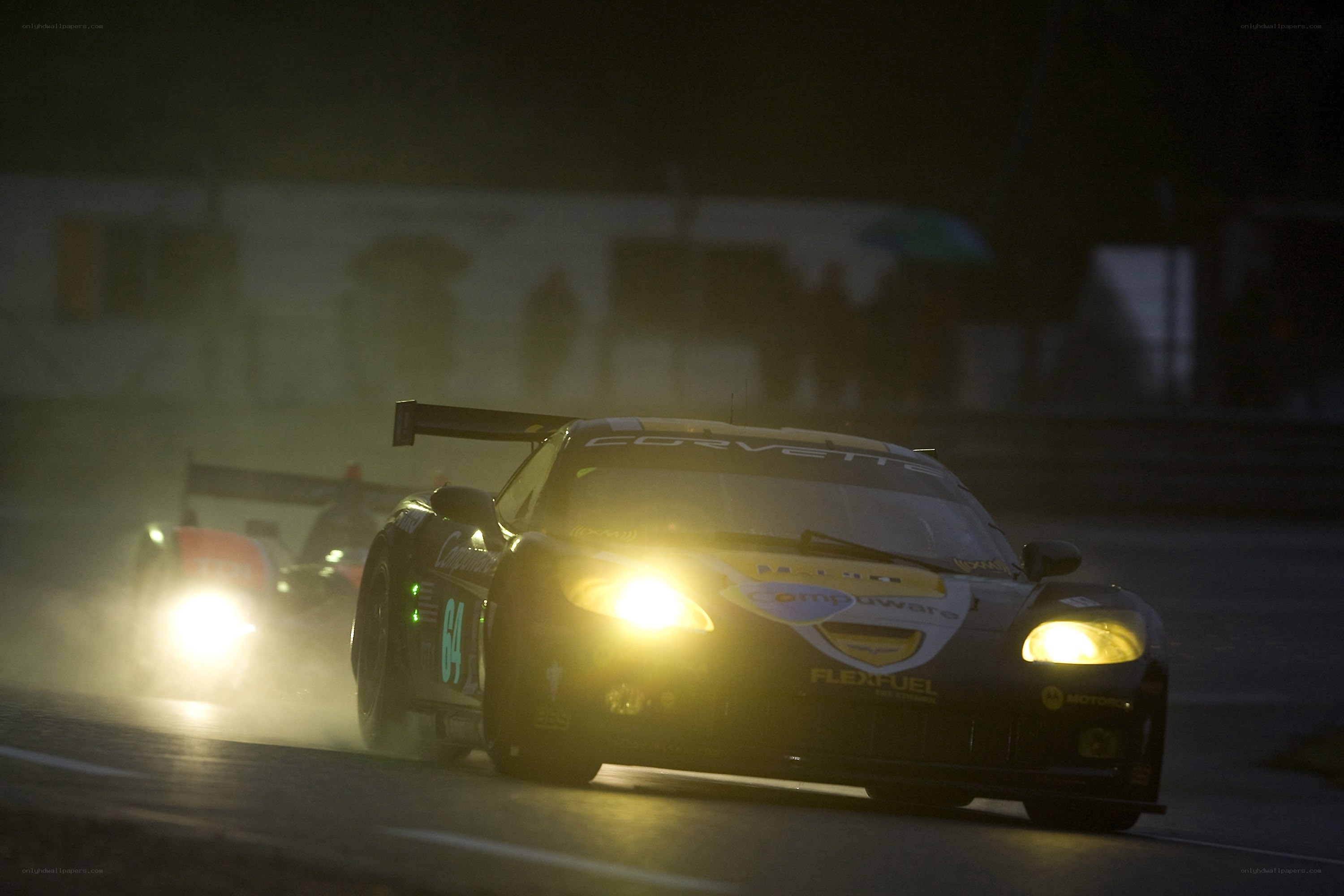 Corvette racing at night