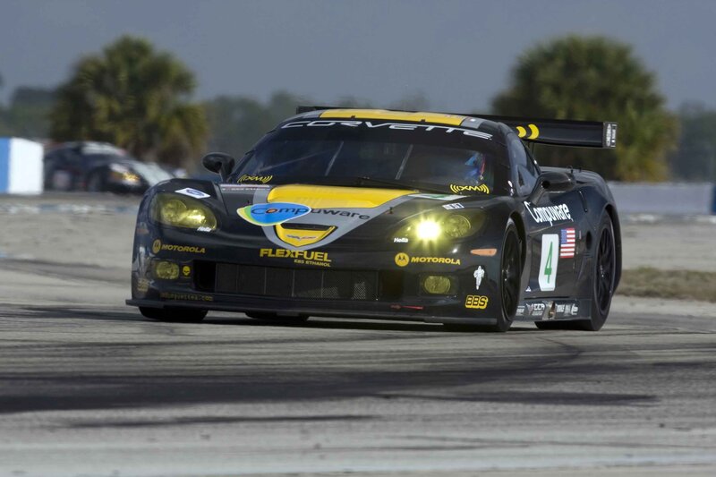 Corvette racing car on track
