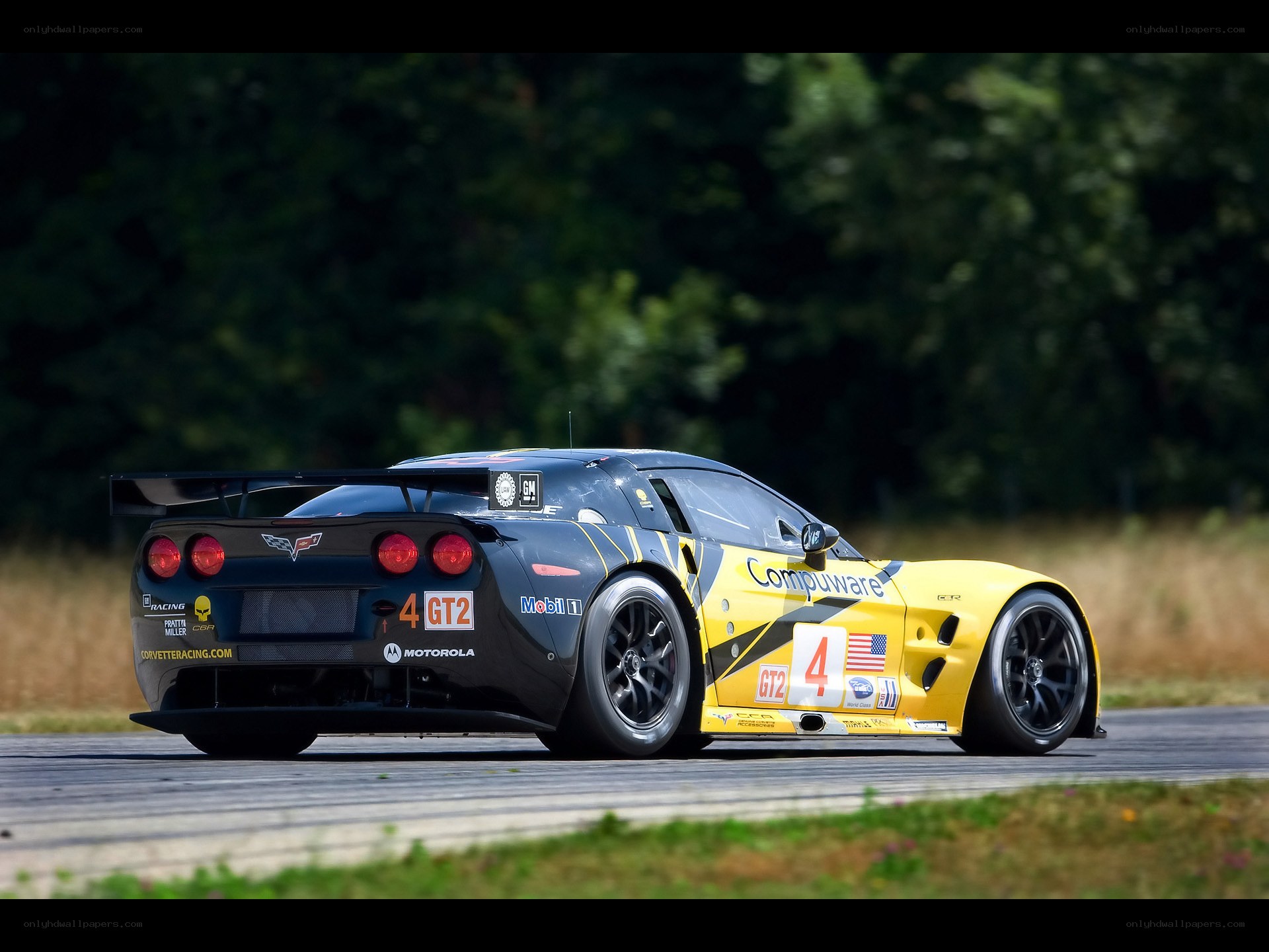 Corvette racing car on track