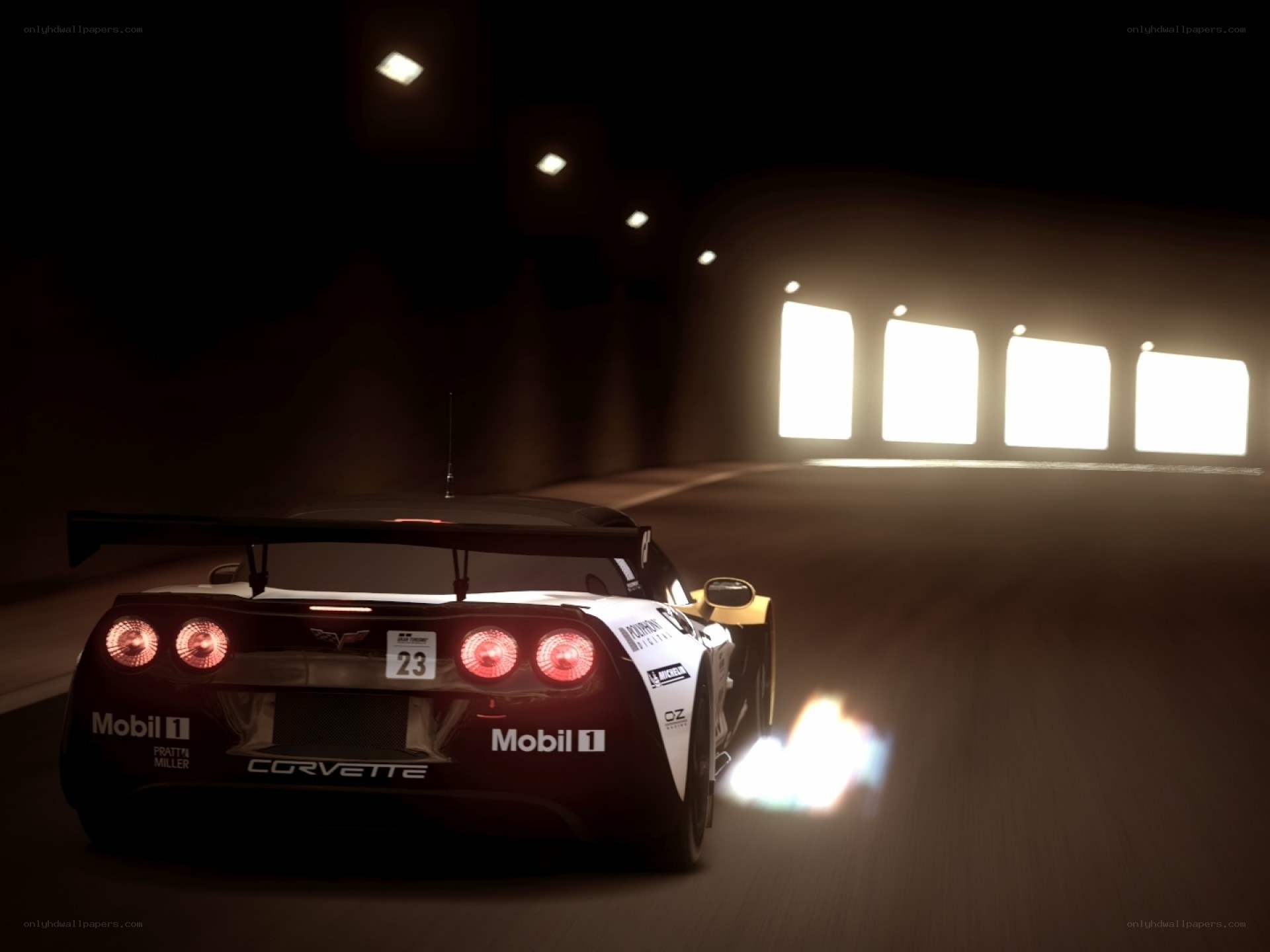 Corvette racing in a tunnel