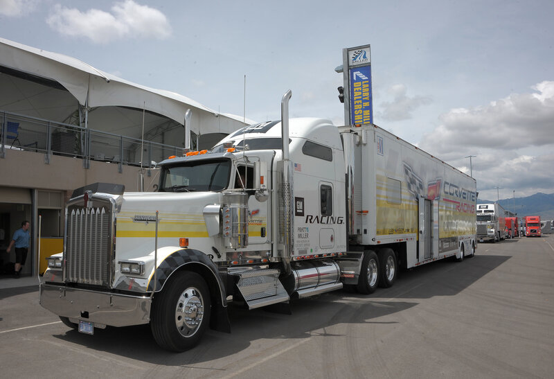 Corvette Racing truck at a race track