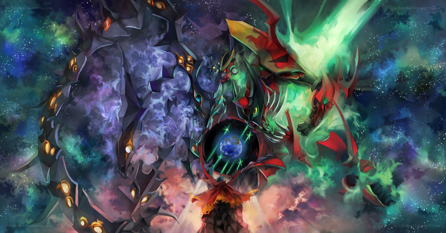 Cosmic battle with dragons