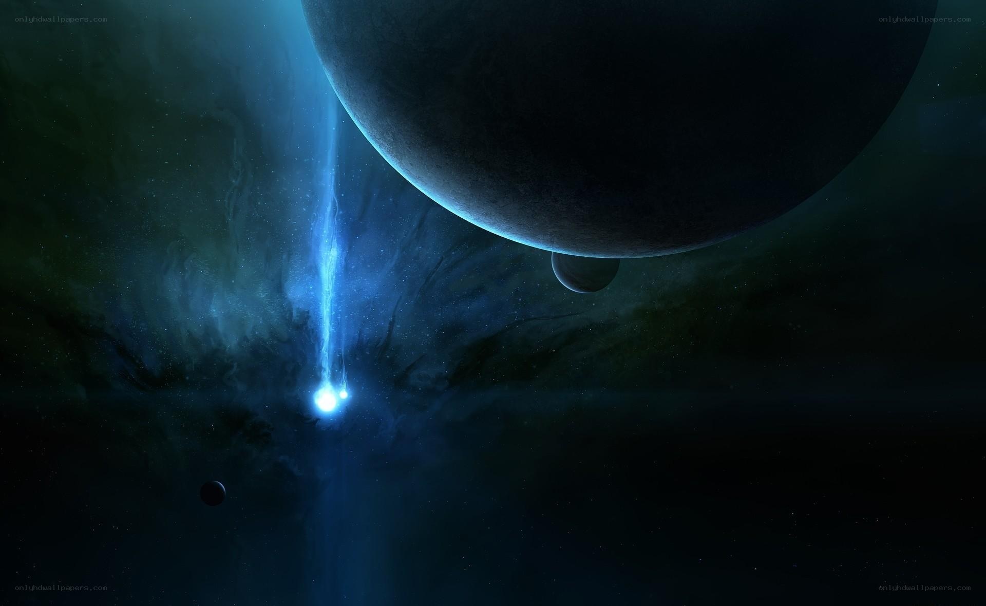 Cosmic beam over alien planet