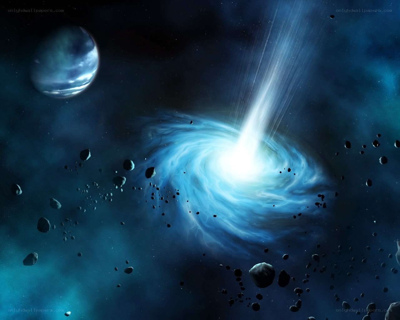 Cosmic black hole and planet