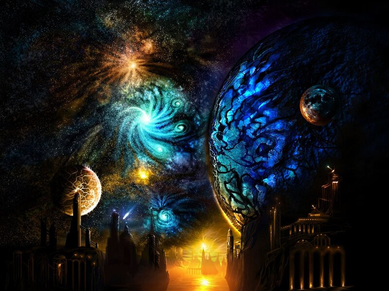 Cosmic city under alien skies