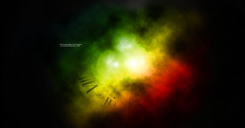 Cosmic clock with glowing nebula