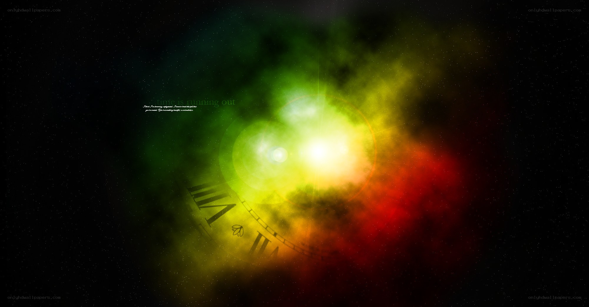 Cosmic clock with glowing nebula