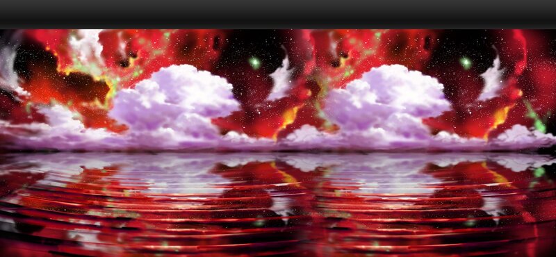 cosmic clouds over red water