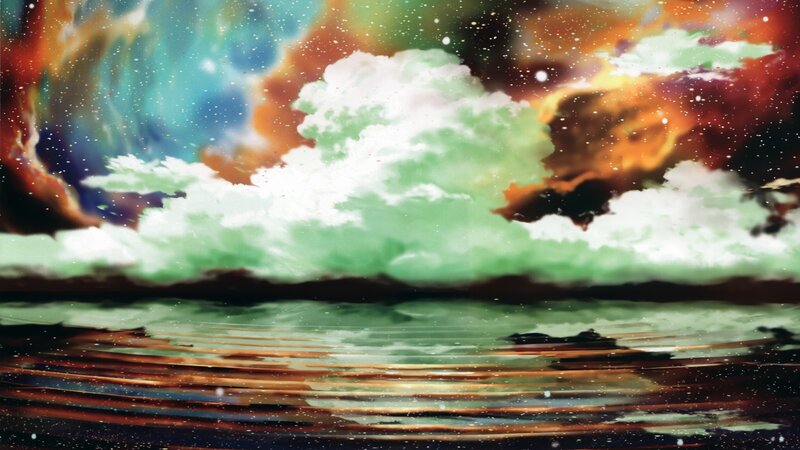 Cosmic Clouds over Water — Green, Dramatic