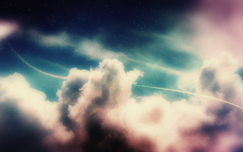 cosmic clouds with shooting stars