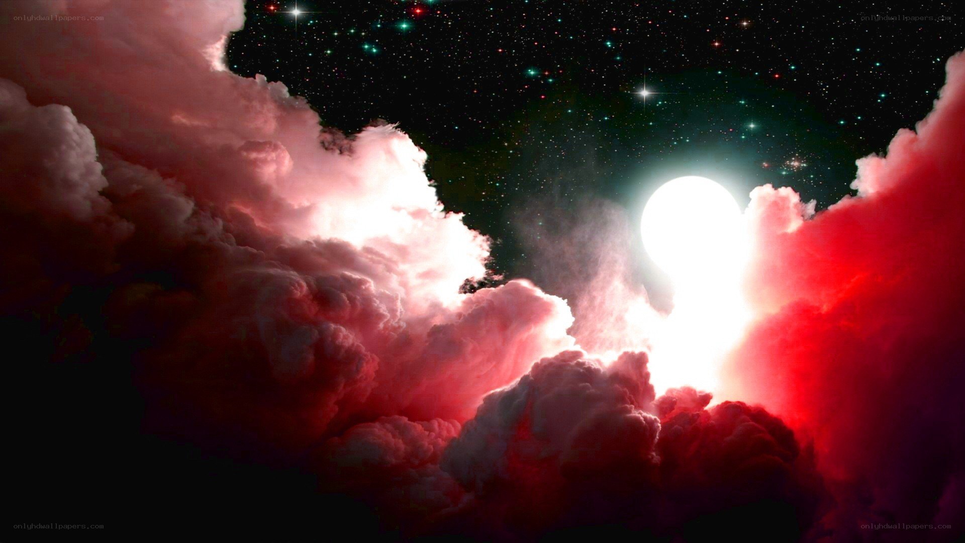 Cosmic clouds with starry sky
