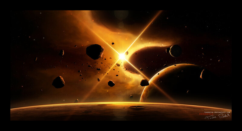 Cosmic collision in asteroid field