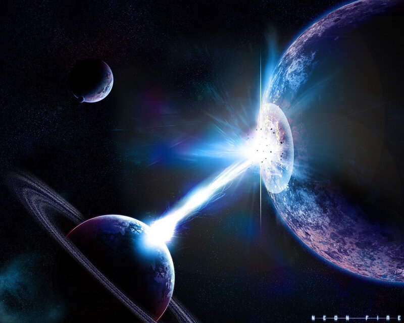 Cosmic collision in deep space