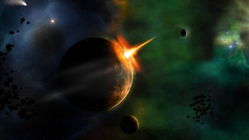 Cosmic collision in deep space