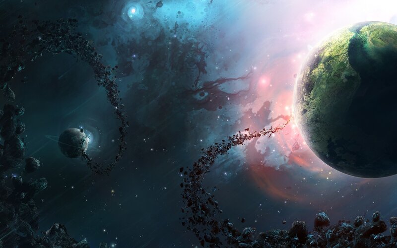cosmic collision in deep space